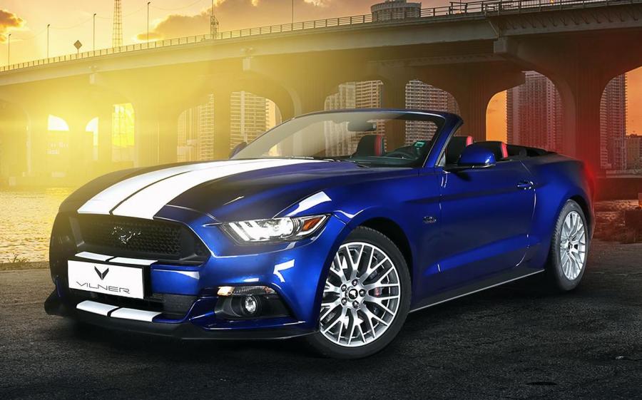 Ford Mustang GT Convertible with White Strips by Vilner '2018